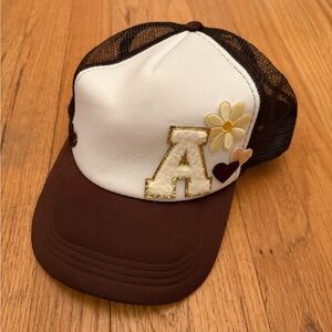 Custom made letter “A” brown trucker hat